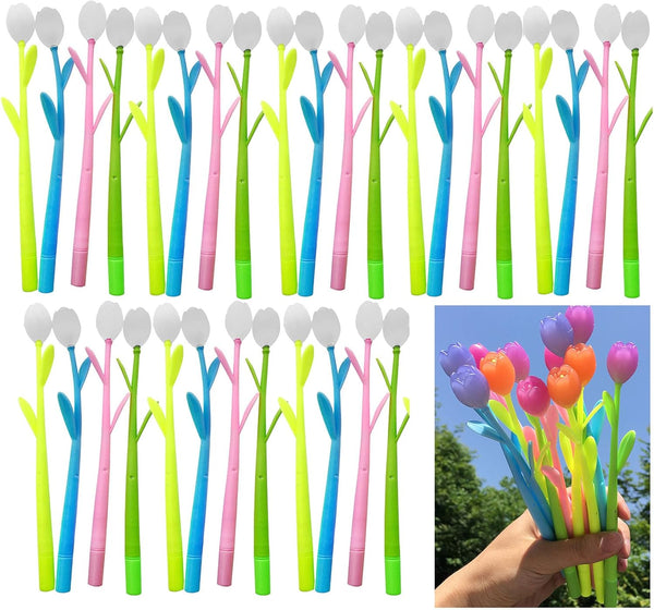 YYaaloa 32pcs Color Changing Tulip Flower Gel Ink Pens, Novelty Bulk for Birthday Party, School, Office Gifts (Tulip
