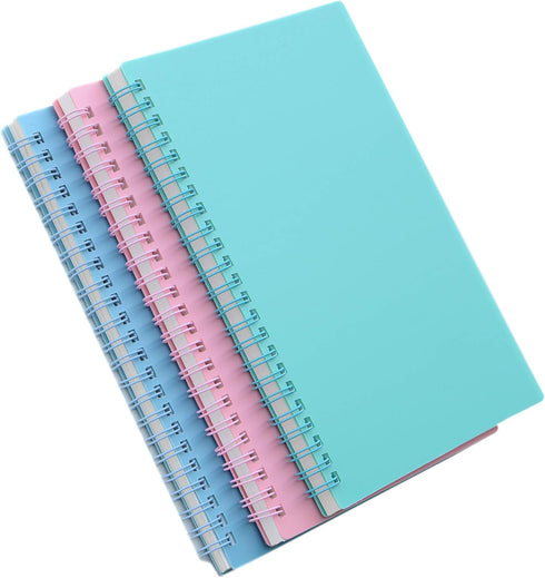 Yansanido Spiral Notebook, 3 Pcs A5 Thick Plastic Hardcover 8mm Ruled 3 Color 80 Sheets -160 Pages Journals for Study and Notes (Light Pink,Light Green,Light Blue, A5 5.7" x 8.3"-Ruled) by Yansanido