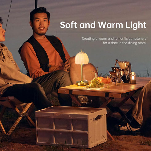 5000mAh 3 Dimmable Shenmoyl Tulip Table Lamp with Battery & Touch Control, Cordless Table Lamp with Colors