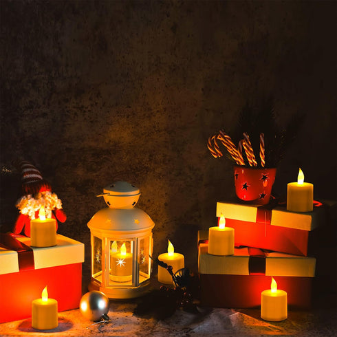 12pcs Esup Rechargeable Tea Lights Candles Flameless Flickering Candles with Remote Control Timer & Charging Base