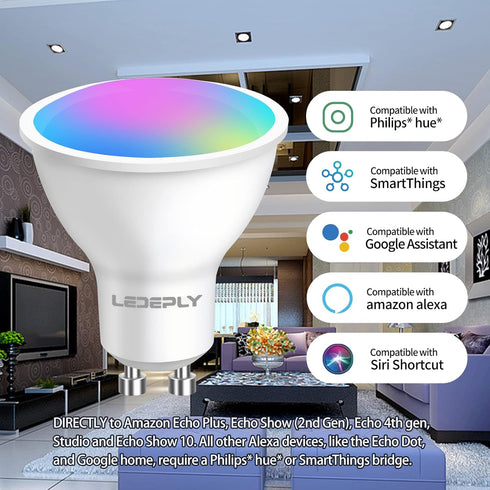 GU10 Bulbs, 5W(50W), Bulb, Dimmable, Bulbs, 2 Pack Zigbee Smart Compatible with Hu*e*, Alexa & Google & ConBee (Hub
