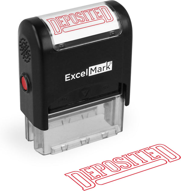 ExcelMark DEPOSITED Self-Inking Rubber Stamp with Red Ink