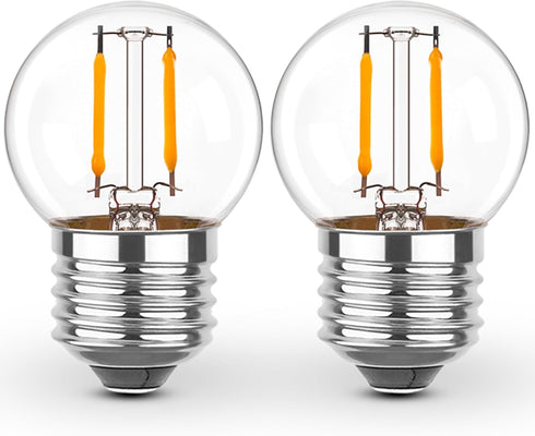 E26 Low Light Bulbs - 1Watt G40 Edison Small LED Light Bulbs, 2700k Warm White for Bedside, 2Pcs