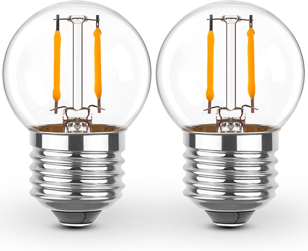 E26 Low Light Bulbs - 1Watt G40 Edison Small LED Light Bulbs, 2700k Warm White for Bedside, 2Pcs