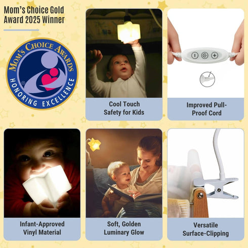 Dimmable LED Clip On Star Light, Warm & Desk Light, Reading Night lamp Newborn Essential for Bedside Bassinet, Nursery