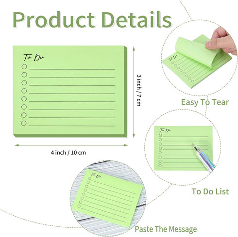 EOOUT 10 Pack Lined Sticky Notes, 3"x4", 500 Sheets, to Do List Notepad, Sticky Notes with Lines, to Do List Planner,Square Sticky Notes for Office, Meeting, School, Home by EOOUT