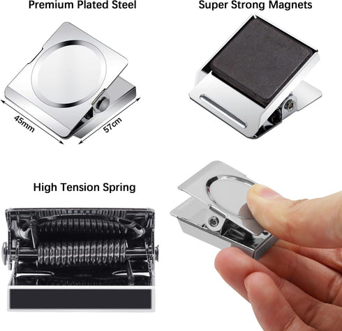 Heavy Duty Magnetic Clips, 1.77 Inch, 12 Pack, Large Metal Clips for Whiteboard, Refrigerator, Classroom