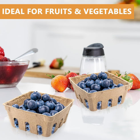 QUYLIXX 100 Packaging Pcs Pulp Fiber Berry Basket, Products Berry Baskets, Molded Pulp Fiber Vented Produce Basket