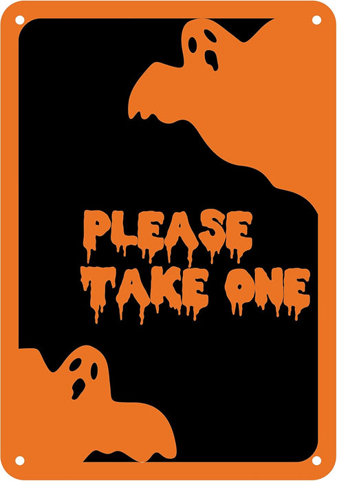 Halloween Sign "Please Take One" Reflective Aluminum 7" x 10" (HW-1195-RA)