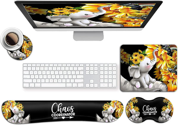 Premium Memory Foam Mouse Pad and Keyboard Wrist Rest Pads Set, Office Easy Typing Games to Relieve Fatigue, Non-Slip