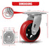 5"X2" Heavy Duty Industrial Casters, Crowned Polyurethane Tread Cast Iron Center Wheels, 1000 lbs Load Capacity, Swivel