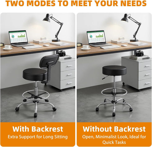 sexaoalx 360 Counter Drafting Chair with Back Height Adjustable Office Desk Stool with Foot Rest Round Rolling Stool
