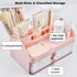 Marte Vanci Desk Organizer with Drawer, Cute Desktop Stationery Caddy, Plastic Makeup Storage Box for Home Office Crafts