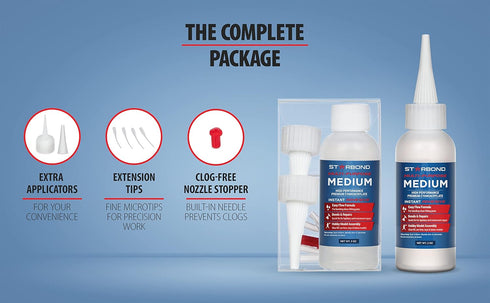 Starbond 4 oz. Medium CA Glue - Premium Cyanoacrylate Super Glue with Extra Cap and Microtips for Quick Fixes