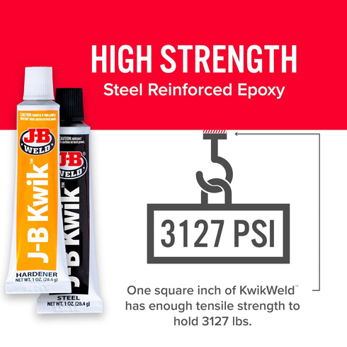 J-B Weld 8276 KwikWeld Quick Setting Steel Reinforced Epoxy - Dark Grey, 2 oz