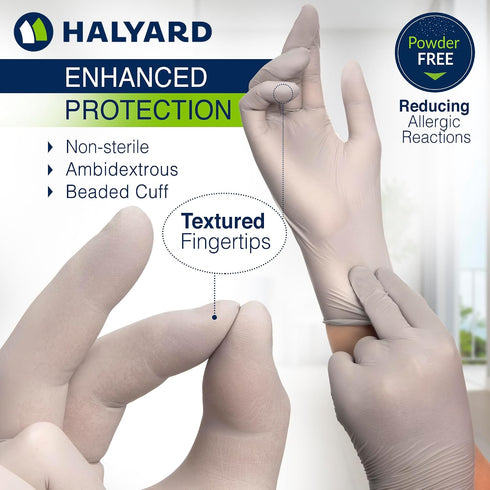 3.7 9.5 Inches, 41660 250) HALYARD Sterling SG Nitrile Powder-Free Exam Gloves, mil, Gray, Large, (Box