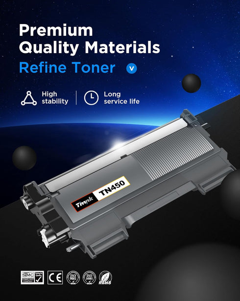 TN450 (2 Black) High Yield Compatible Toner Cartridge Replacement for Brother TN420 TN-450, 2 Pack