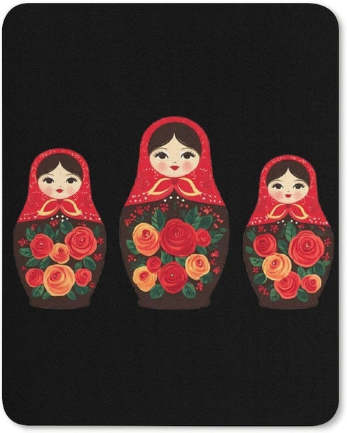 Generic Russian Nesting Dolls Funny Gaming Mousepad Rubber Base Computer Desk Mat for
