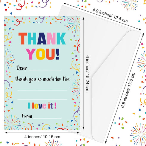 72 Eaasty Pieces Mother's Day Thank You Cards Fill in The Blank Thank You Note with Envelope Colorful Thanks