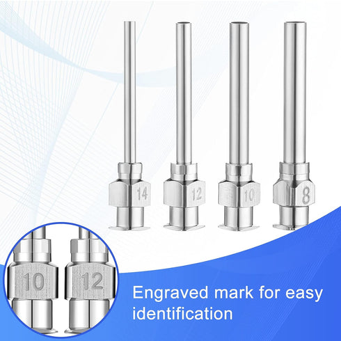 24 Pieces Dispensing Needle, 1 Inch Stainless Steel Blunt Tip Luer Connector Blunt Needles (8, 10, 12, 14, 16, 18 Gauge)