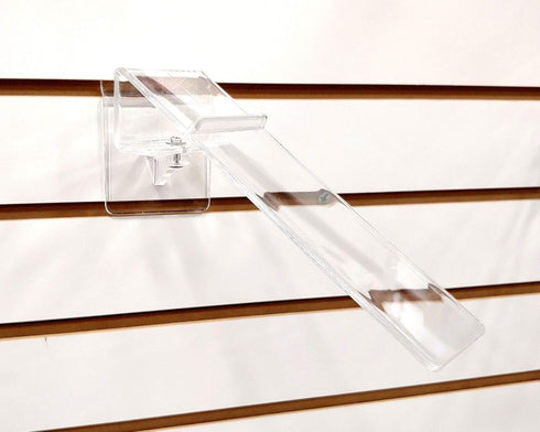 2 Pack Slatwall Swivel Shoe Display with Heel Rest, Clear Angled Retail Single Footwear Rack
