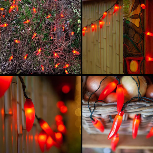 13.6Ft 35 Chili Pepper String Lights Plug in, LED Red Chili Pepper Christmas Lights, Connectable Chili Lights UL Listed