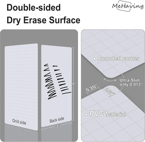 Blank Index Cards 3x5”| Dry Erase Flash Cards, 24 Packs Waterproof with Box| Reusable Flash Cards | Office & Teacher School Supplies (Grid & Blank)