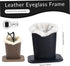HDBHSBE 2 Packs Eyeglass Holder Eyeglass Holder Stand PU Leather with Soft Plush Lining, Black Glasses for Nightstand