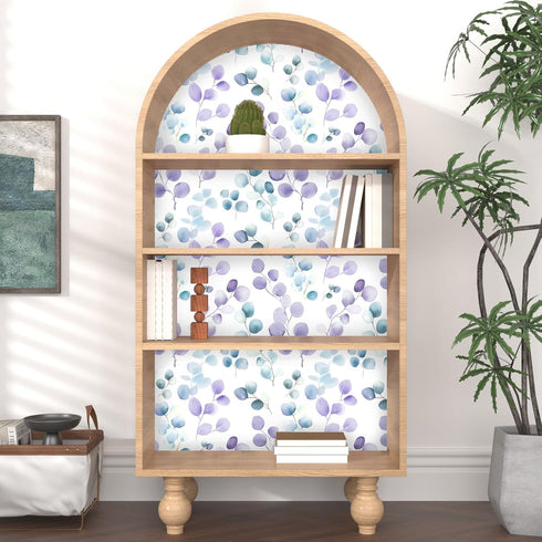 17.5" 393", Laatse Purple Leaf Wallpaper Peel and Stick, Blue Eucalyptus Contact Paper x Modern Botanical Wall Paper