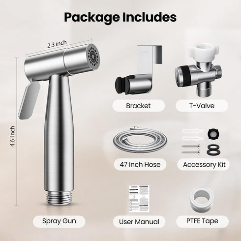 304 47" JOMOO Bidet Sprayer for Toilet, Stainless Steel Handheld Bidet Sprayer for Toilet with Bidet Hose, Adjustable