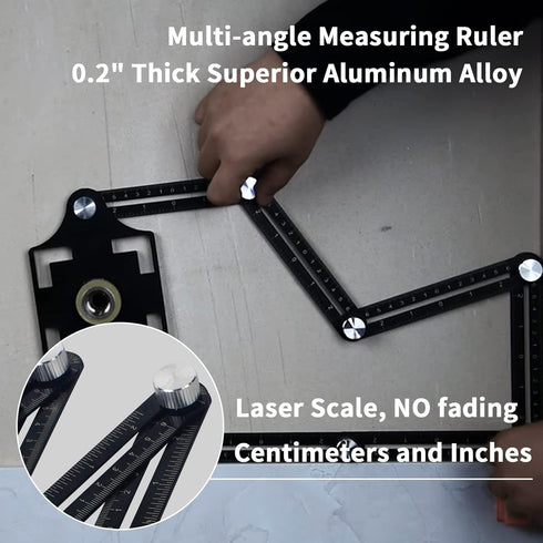 WiseWater 12 Sided Multi Angle Measuring Ruler, Universal Aluminum Alloy Template Tool