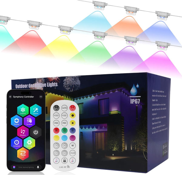 Aogled Permanent Outdoor Lights for House,50ft RGB+IC Smart Eave Lights with 30