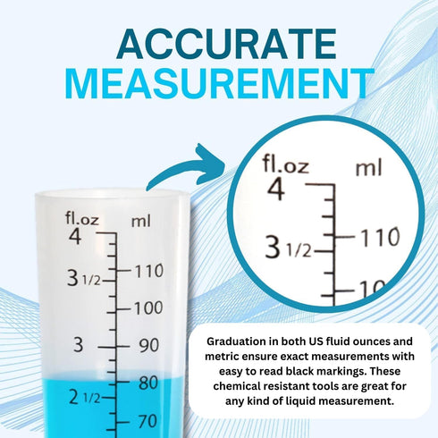 4oz Graduated Cylinder - Heat & Chemical Resistant, Multipurpose Measuring Cylinder, 5 Pack with Measurements