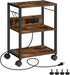 Industrial Printer Cart, 3-Tier Mobile Stand with Power Outlets and USB Ports for Office Use