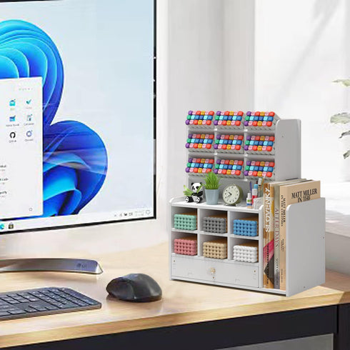 Awnustenestt 15 1 1 Pen organizer for desk,Marker organizer,Pen holder with drawer,Pencil Holder,with Compartments