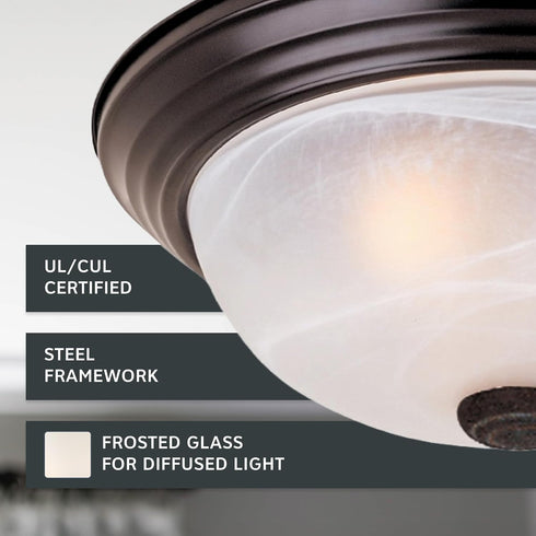 2-Lights 11 Inch 1257S-ORB-AL DESIGNERS FOUNTAIN Reedley Flush Mount Ceiling Light, Lighting Fixture for Kitchen