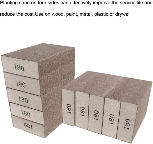 10 Pack 180 Grit Sanding Sponge – Washable & Reusable Sanding Blocks for Pot, Pan, Brush, Glasses, Wood