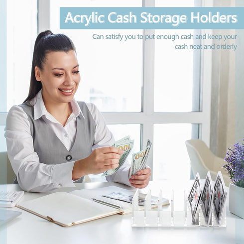 Geetery 4 Pcs Clear Acrylic Cash Tray for Cash Stuffing, Mail Sorter Organizer for Desk, Envelope, Bill, and Business