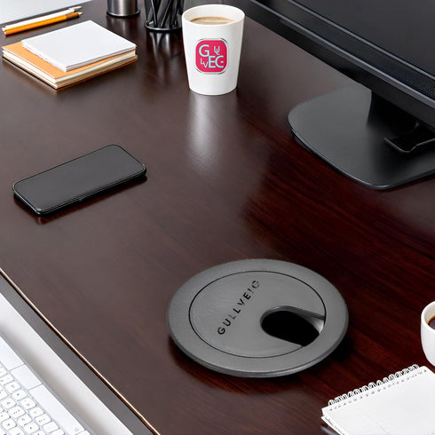 Black 1-3/8 Inch Desk Grommet Set, Cable Hole Cover & Wire Organizer for Desk Cord Management, 3Pcs