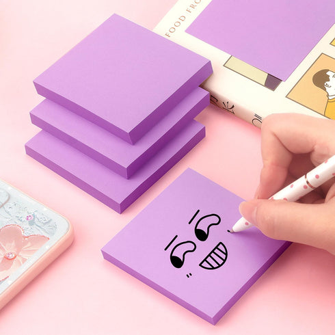 Sticky Notes 3x3 Pop Up Self-Stick Pads - Bright Colors for Office, School, Home, 4 Pads/Pack, 90 Sheets/Pad (Purple)