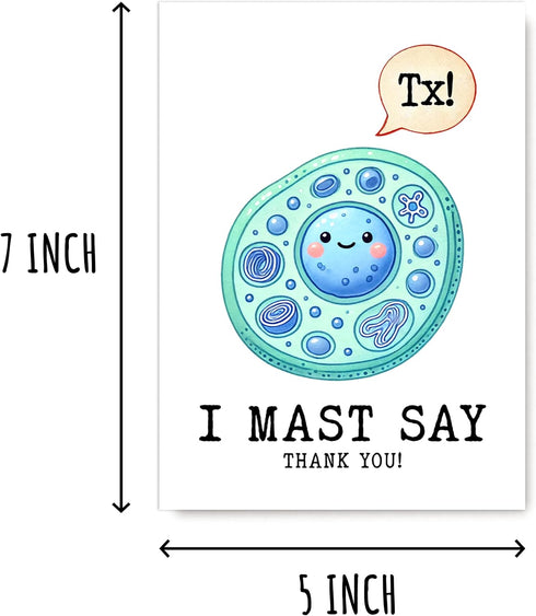 ABNSDesigns Immunologist I Mast Say Thank You Card - Bacterial - - Cute Thanks - Humor Science Card - Gift For Doctor