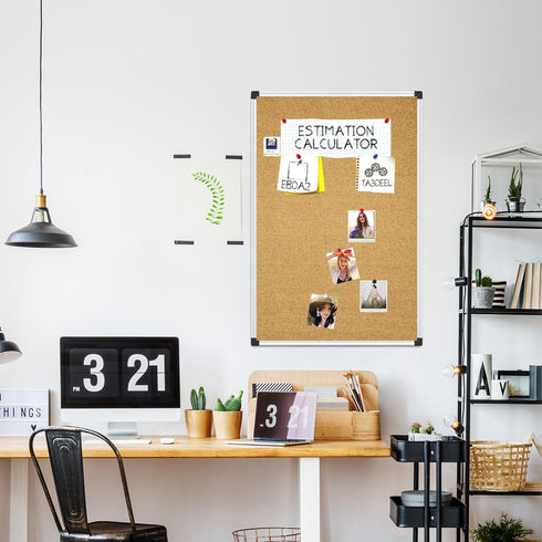 XBoard Cork Board 24 x 18 Inch - 2 Pcs Bulletin Board with Aluminum Frame for Home & Office