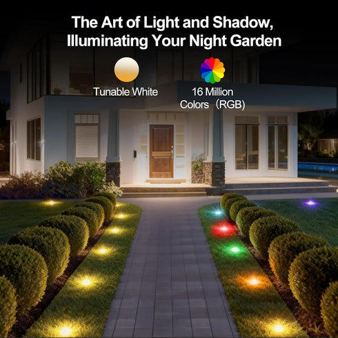 grestar 50FT IP67 Outdoor Ground Lights, Smart RGB Pathway Lights with APP/Remote Control, Music Sync, Timer Function
