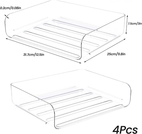 Tomorotec Desk Letter Tray Set, A4 Size Clear PET Stackable Document Organizer, Office Desktop File Paper Holder, Side