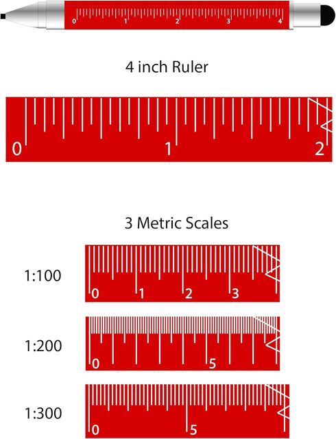 9-in-1 Monteverde USA Tool Mechanical Pencil in Red Multifunctional Pencil with Stylus, Screwdrivers, Ruler, and Eraser