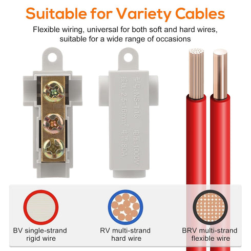 Linkstyle 10PCS 6 AWG Gauge T-Type Wire Connector Nut Kit, 80A Quick Wiring Connection Terminal