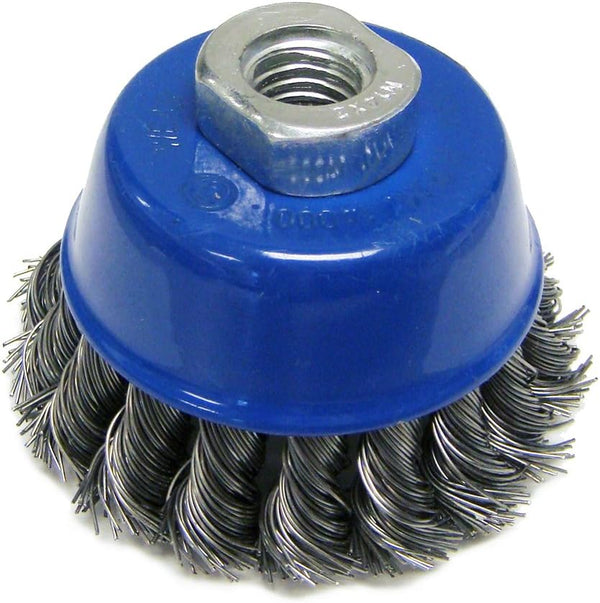 189014B Knot Cup Brush, 2-3/4" x M14 x 2.0, .020 Carbon Steel Wire