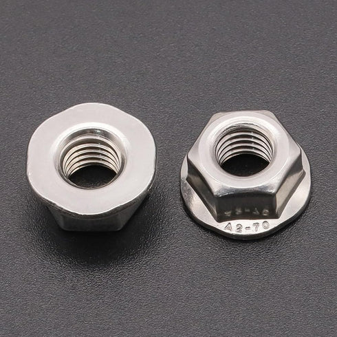 RoyceMart (20 M8-1.25 304 PCS) Hexagon Flange Nuts with Non-Serrated Flange Washer Head, Stainless Steel, Hex Drive