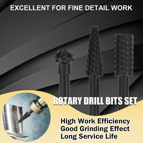 Rotary Drill Bits Set, Wood Carving File Rasp Drill Bit of 5Pcs, 1/4" Shank Tool for Woodworking