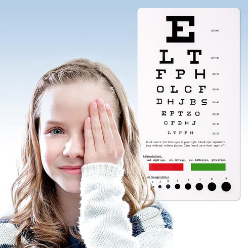 Snellen Eye Chart, Pocket Size Eye Testing Chart, 6 Feet, 3.9x7.3 inch